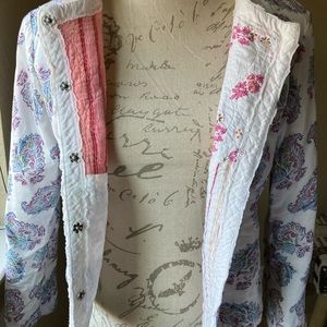 J Jill quilted reversible paisley and crazy quilt design jacket EUC
